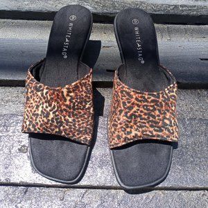 White Stag  Leopard Print Slip On Sandals - Size 9